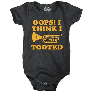 Oops I Think I Tooted Baby Bodysuit Funny Sarcastic Trumpet Graphic Novelty Jumper for Infants Funny Baby Onesies Adult Humor Clothes for Baby Funny Sarcastic Onesie Novelty Onesie Black -