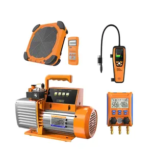 Elitech Updated Solution Pack - LMG-10W Digital Manifold Gauge+LMC-210 Refrigerant Charging Scale+ILD-200  Infrared Refrigerant HVAC Leak Detector +SVP-7 Intelligent HVAC Vacuum Pump