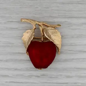 Napier Cherry Brooch Gold Toned Glass Statement Fashion Fruit Pin