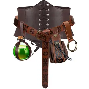 5PCS Corset Renaissance Belt Medieval Renaissance Belt Pouch Cork Potion Bottle Festival Halloween Costume Accessory