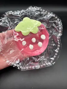 Cute clear pink jelly strawberry taba squishy soft