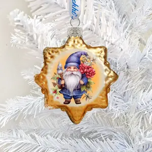 Designocracy 776017 Miniature Sparkling Violet Mercury Glass Christmas Gnome Ornaments, 3x2 in., Festive Christmas Decoration & Gift