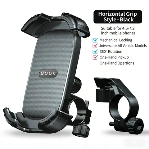 ABKDO Universal Bicycle Cycling Mount - 360° Rotatable Phone Holder, 1-Hand Control, Fits 4.5-7.2 in Mobile Phones, Outdoor Active Accessories for Bike Navigation