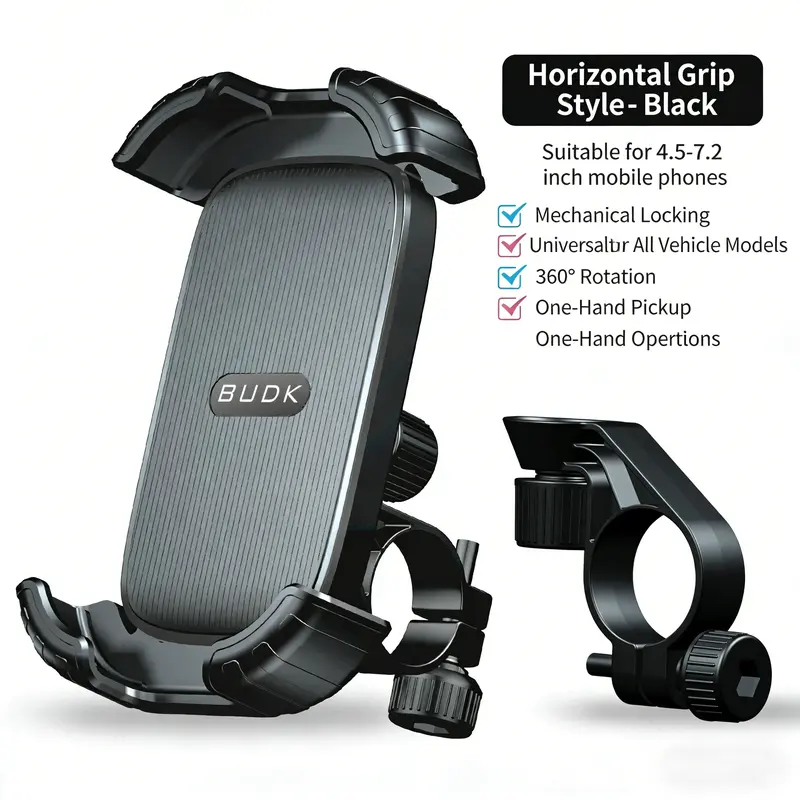 ABKDO Universal Bicycle Cycling Mount - 360° Rotatable Phone Holder, 1-Hand Control, Fits 4.5-7.2 in Mobile Phones, Outdoor Active Accessories for Bike Navigation