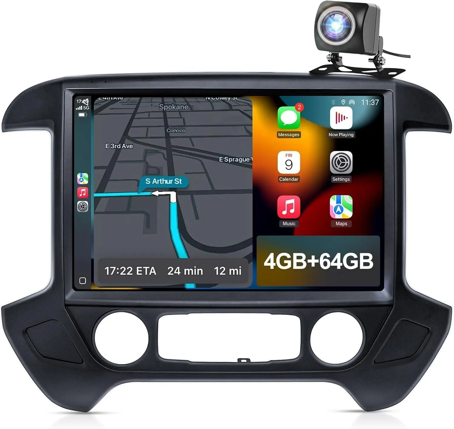13.1" Car Radio Upgrade for Chevy Silverado & GMC Sierra 2014-2018,Wireless CarPlay Android Auto,Android 13 Head Unit with WiFi SWC GPS 1080P Backup Camera 4+64GB-Black