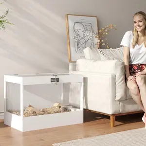 White Hamster Cage With Openable Lockable Top Hut Transparent Acrylic Panels For Bedroom Dwarf Hamster Gerbil Indoor Play Habitat