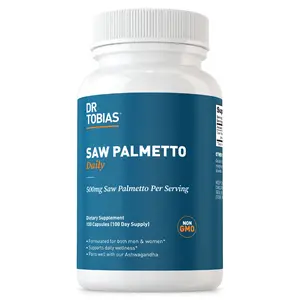 DR. TOBIAS Natural Saw Palmetto Dietary Supplement, 500mg Capsules (100 Count), Non-GMO US Healthcare Formula for Adults – Urinary Health, Prostate Support