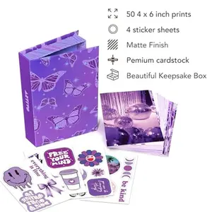 Purple Wall Collage Kit Aesthetic Pictures 50 Set 4x6, Sticker sheets, Purple Black Aesthetic Pictures for Wall Decor, Posters for Room Aesthetic, Girls Room Decor, Cute Wall Decor for Teens