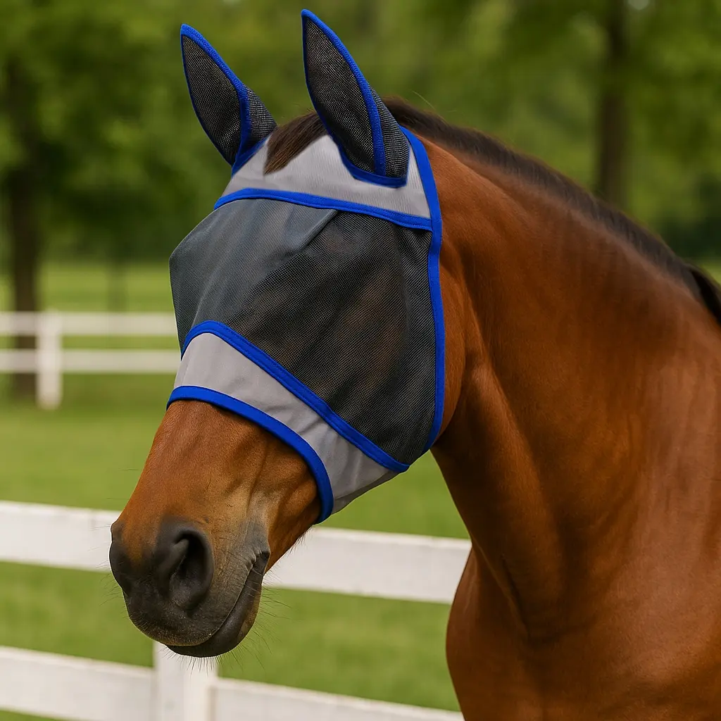 New Horse Fly Mask, Elastic Face Covering for Horses, Anti-Mosquito Insect Protection, Equestrian Gear, Equestrian Supplies, Riding Gear, Comfortable Fit, Equine Accessories