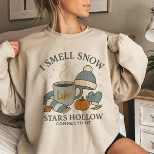 I Smell Snow Sweatshirt, Gilmore Girls Christmas Crewneck, Stars Hollow Winter Sweater, Cozy Coffee Lover Gift