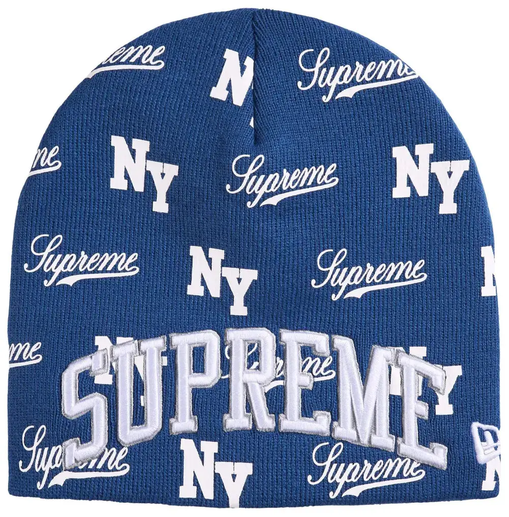 Supreme New Era Monogram Beanie Blue