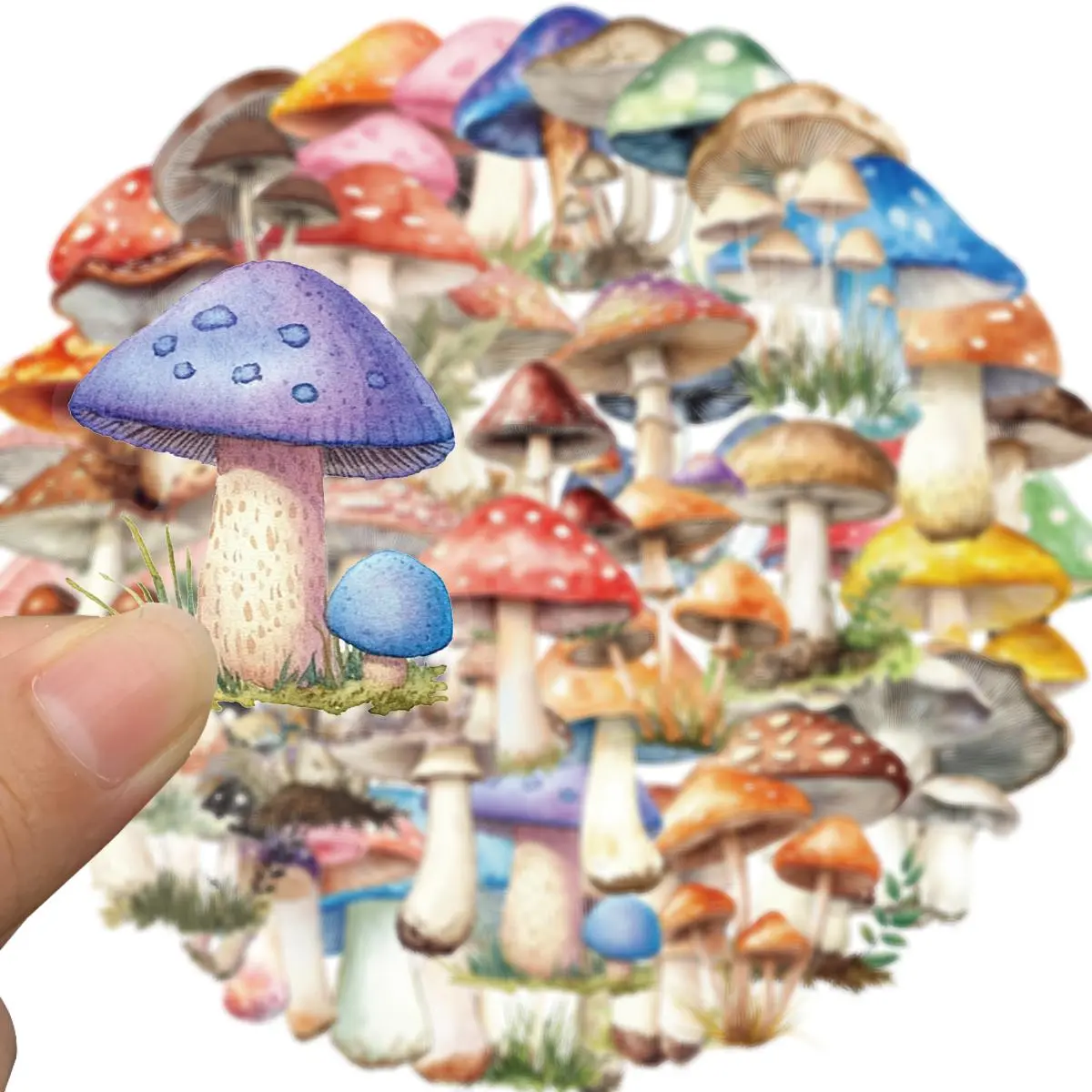 Mushroom Pattern Sticker, 50pcs/set Waterproof Self Adhesive Decor Paper, Decor Sticker for Gift Greeting Card Water Bottle Laptop Phone, Cases