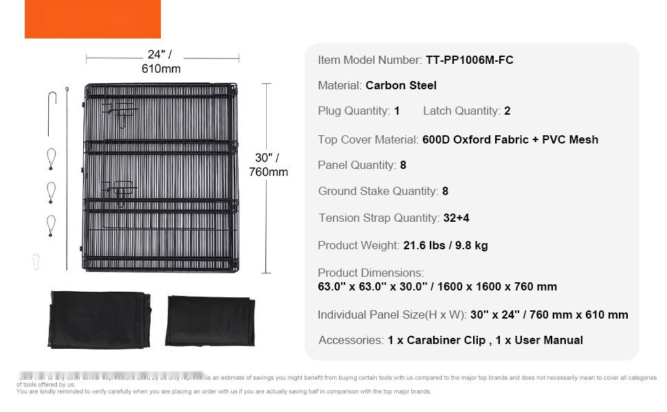 Dog Playpen 8 Panels Foldable Metal Exercise Pen With Pad Cover 30-Inch Height, Portable Indoor Outdoor Pet Enclosure, Easy Assembly Freestanding Modular Design For Training And Containment Of Medium To Large Dogs