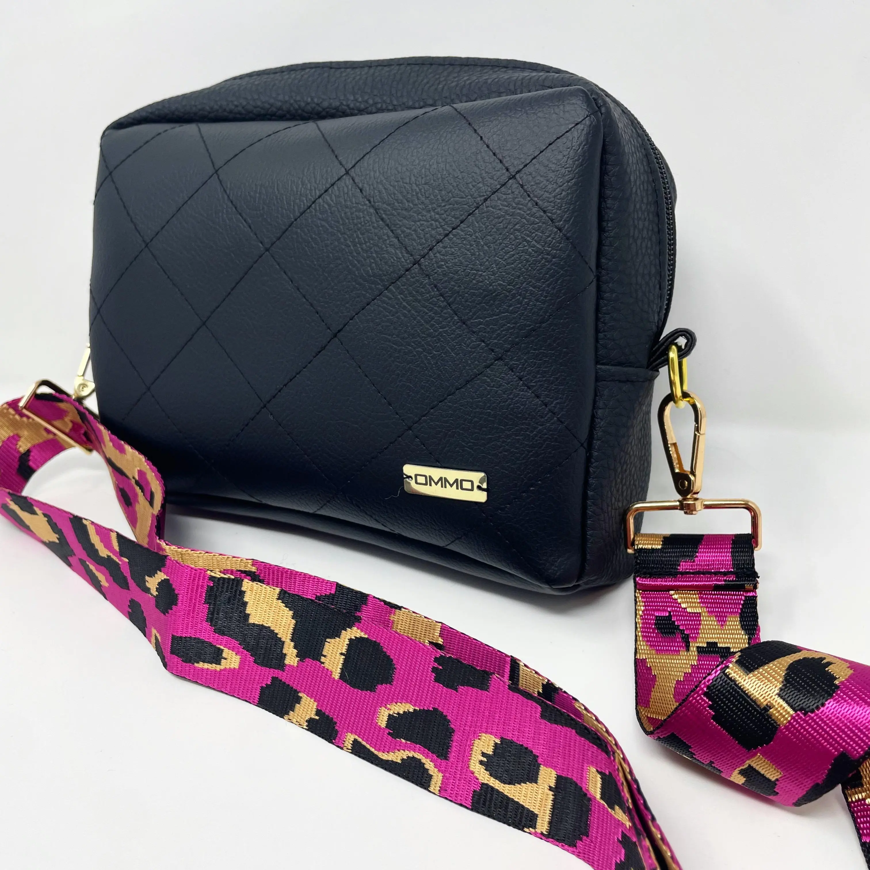 Black Crossbody bag with interchangeable straps, Everyday bag