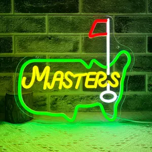 Flag Map Neon Sign, USB Wall-Mounted Golf Art Neon Lamp, Perfect Gift for Golf Lovers, Enhances Any Space Decor, Dimmable, Led Neon Lights