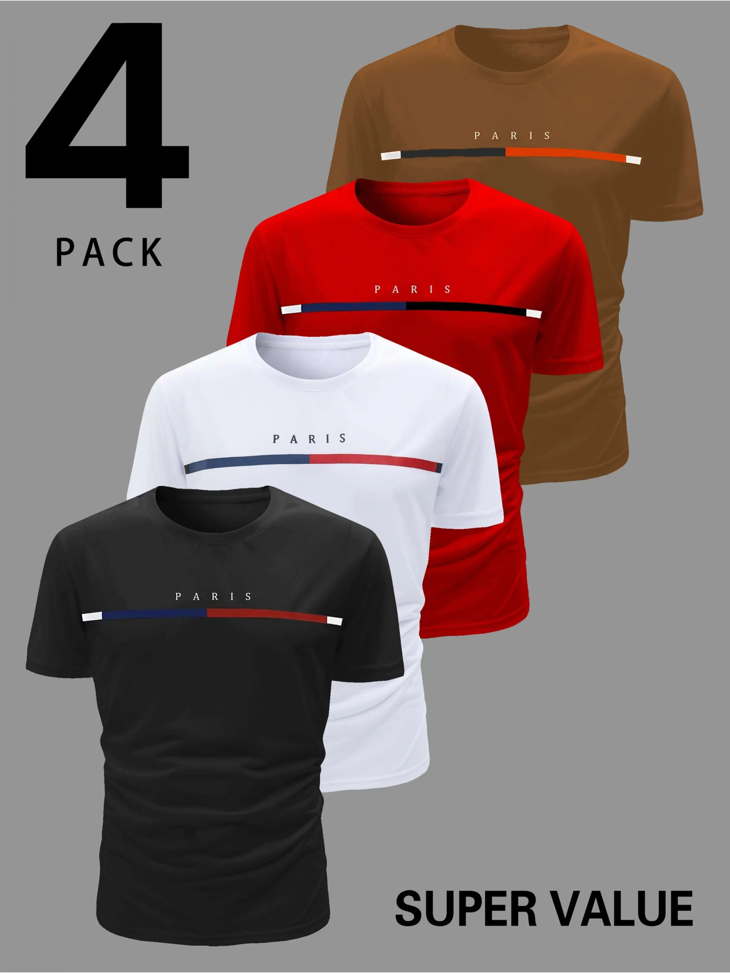 Men's 4-Pack Casual Tops Set - Sleeveless T-Shirts, Warm Underwear, Novel Pajamas & Loungewear, Suitable for Men's Birthday, Valentine's Day & Vacation Outfits, Tshirt