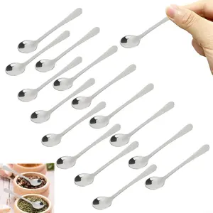 Tiny Spoons for Spices Jars, 2.87" for MINI Salt Spoons, Cute Stainless Steel Small Spoons for Salt, Sugar, Pepper, Honey and Dessert, Fun Little Scoops, Silver(16 Piece)