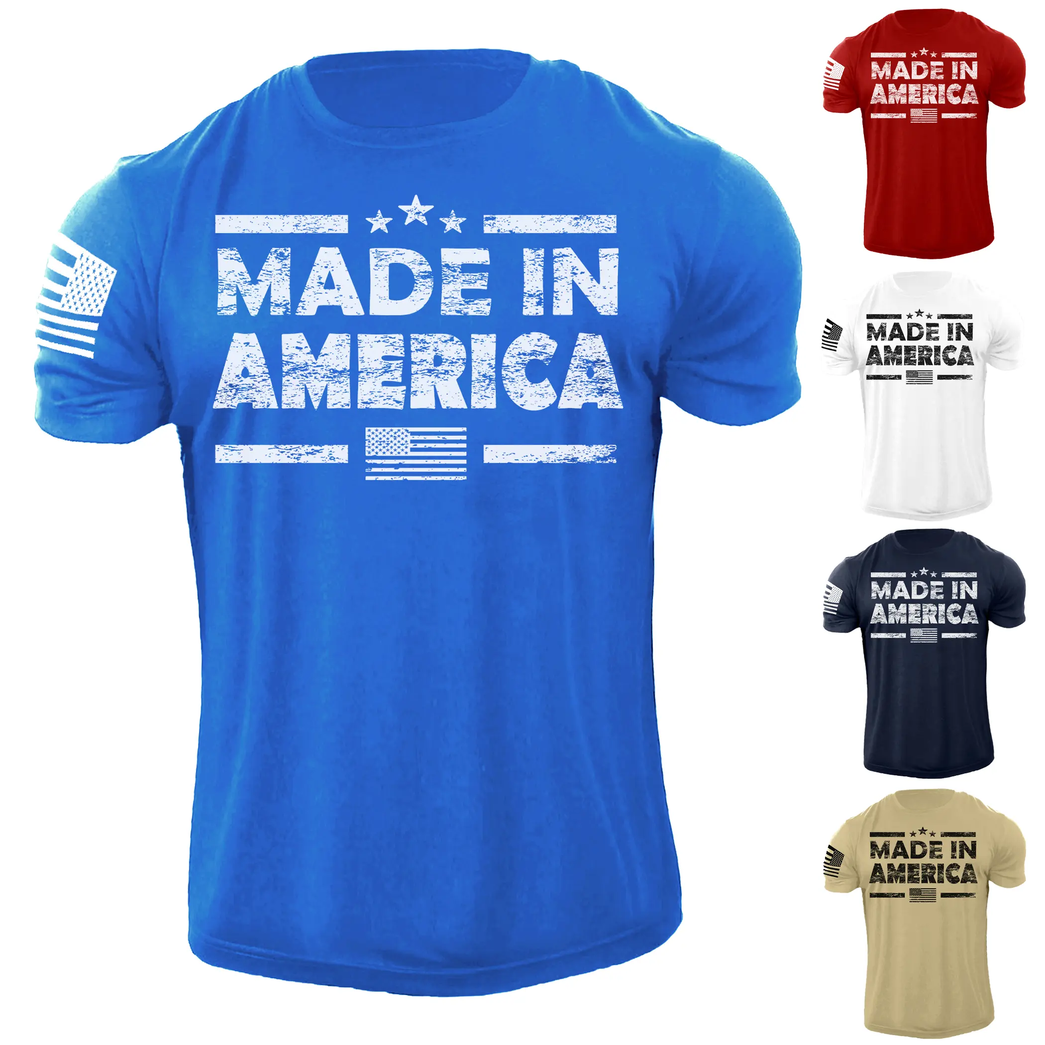 New Men's Flag T Shirt American Patriotic 100% Cotton Menswear Soft