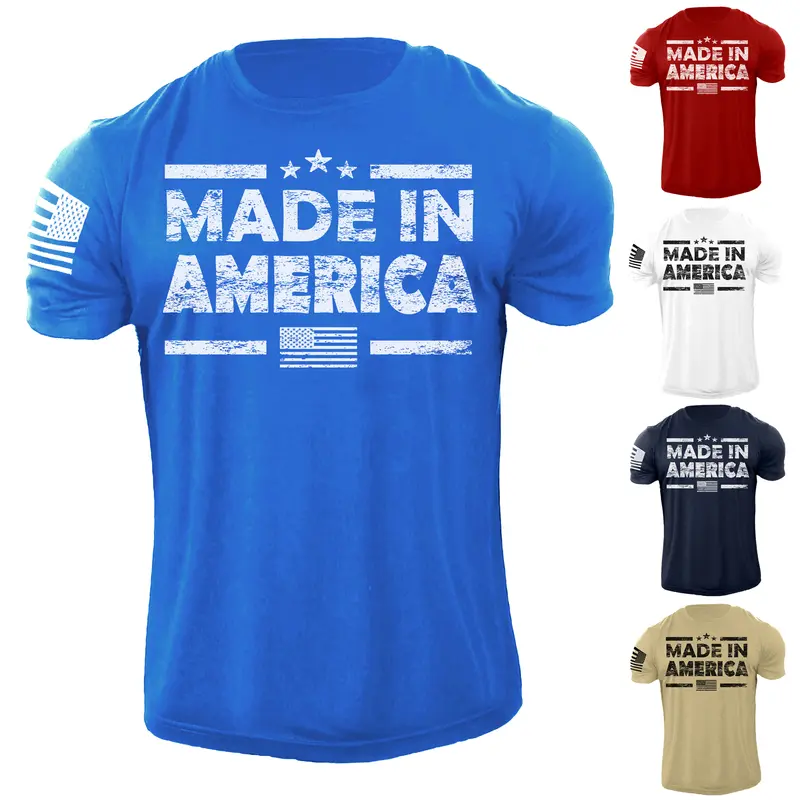 New Men's Flag T Shirt American Patriotic 100% Cotton Menswear Soft