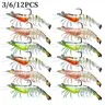 KLYVIONIS Pre-Rigged Real-Shrimp Motion Soft Lures - Fishing Gear Supplies, 3/6/12PCS 9cm 12g TPE Body, Luminous Hook Bait with Luminous Effect, Saltwater Fishing Lures for Fresh/Salt Water Predator Attraction Tackle