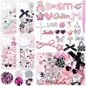 Junk case charms,junk case Kit for Customizing Diy Cases,With Cute Bow,Flatback Pearls,Letter Beads, Aesthetic Big Decor for Personalization