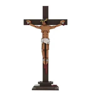 Jesus Cross Building Blocks Set 3D DIY Assembly Model Creative Desktop Decoration Religious Gift for Christmas Easter Educational Toy for All Ages