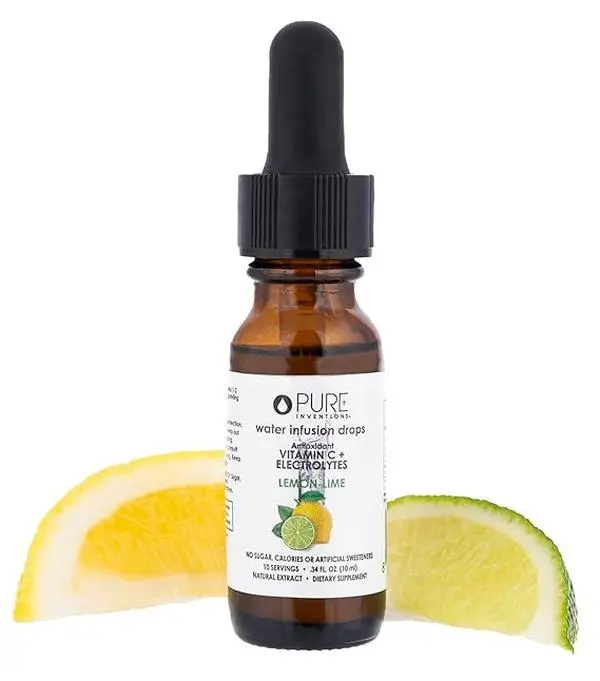 Pure Inventions Premium Lemon-Lime Premium Water Infusion Drops – Electrolytes + Vitamin C – Deluxe Travel Size – 12 Servings