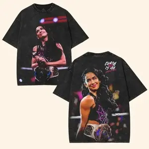AJ Lee WWE Diva Wrestling T-Shirt acid wash Crazy Is My Superpower Graphic Tee Womens Vintage Washed Black Oversized Heavyweight Cotton Crewneck Streetwear Top Retro Fan Merch Unisex Casual ShortSleeve Printed Tshirt shirt wwe fan Fabric Menswear P67