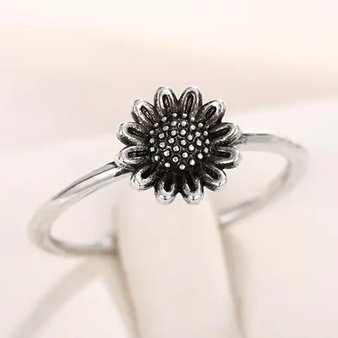 Vintage Sunflower Design Ring, Flower Decor Ring for Women, Fashion Jewelry for Party, Daily Clothing Decor for Girl, Fashion Rings