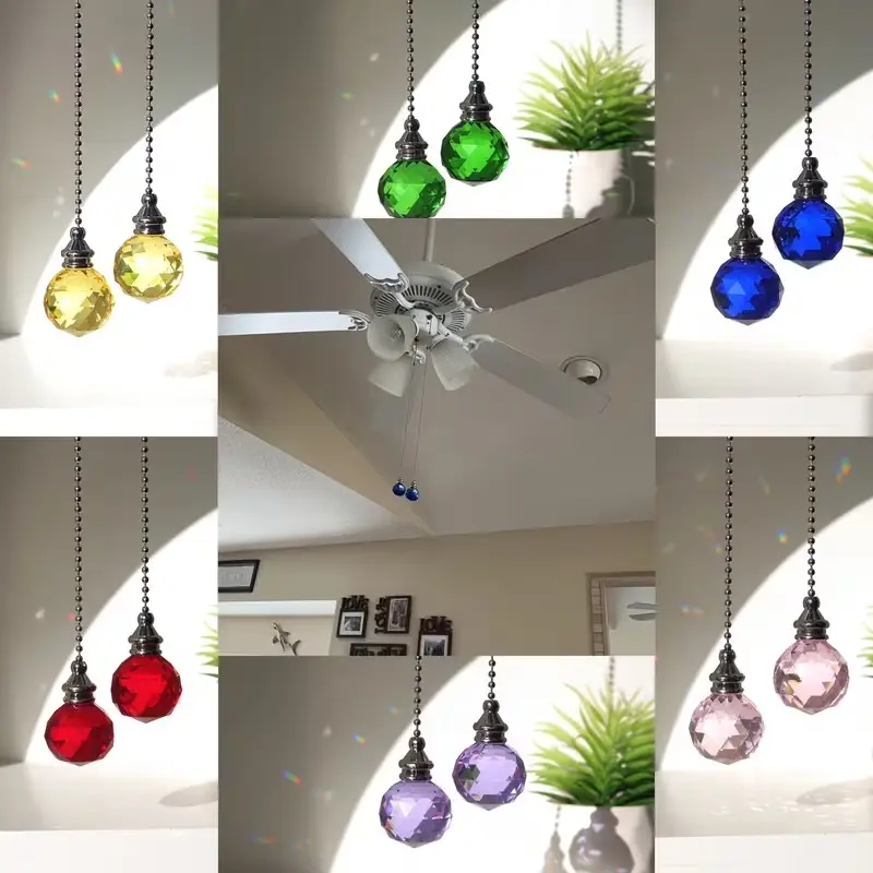 2pcs Artificial Crystal Sun Catcher, Vintage Light Fixture, Crystal Ball Pendant, Home Decor, Multicolor, Indoor/outdoor Pendant, Hanging Decor