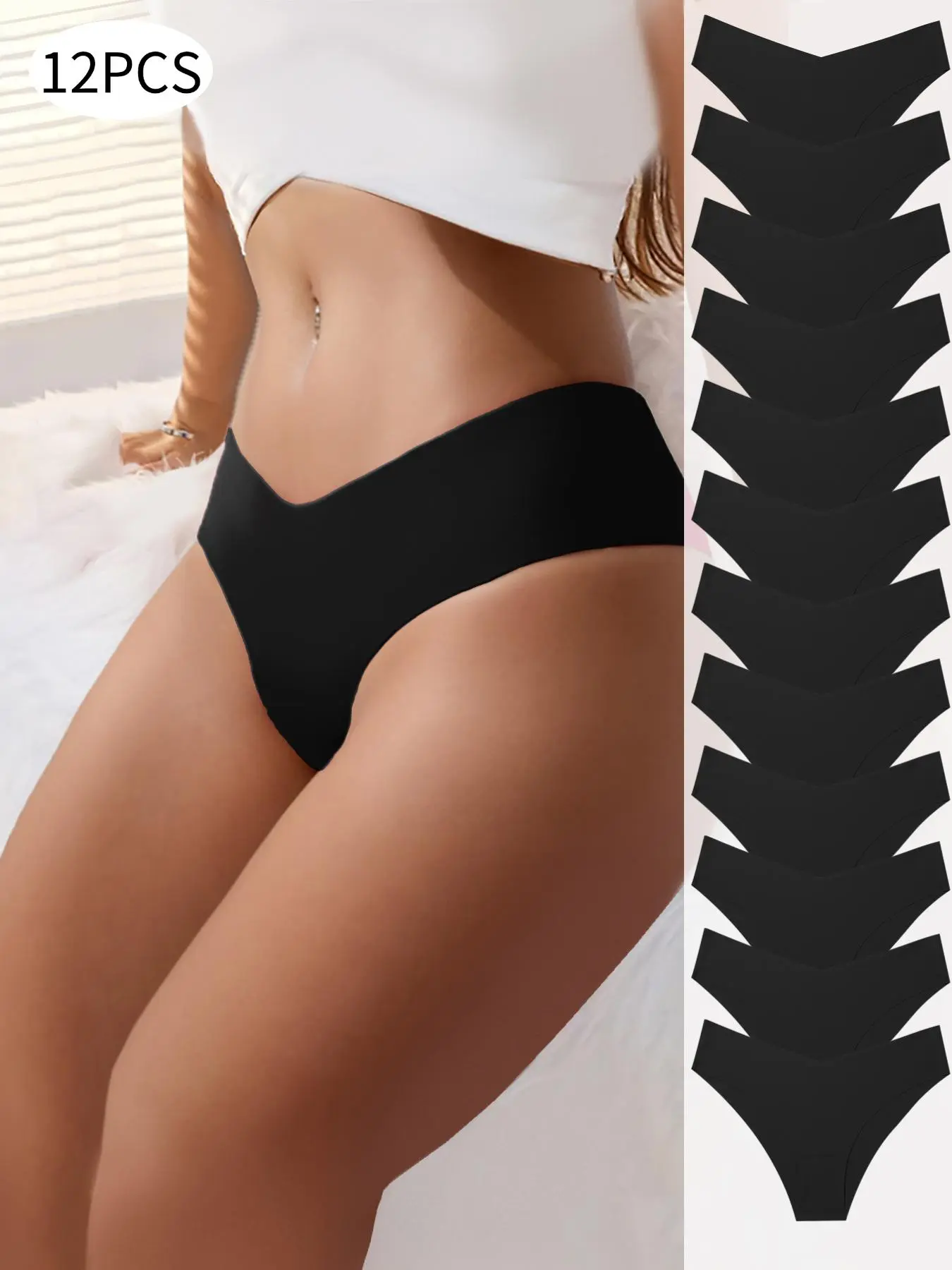 Women's Solid Color Basic Drop Waist Panty, Soft Comfy Breathable Seamless Fit Panty for Daily Wear, Women's Underwear for All Seasons, Medium, Everyday, Seamfree Panties