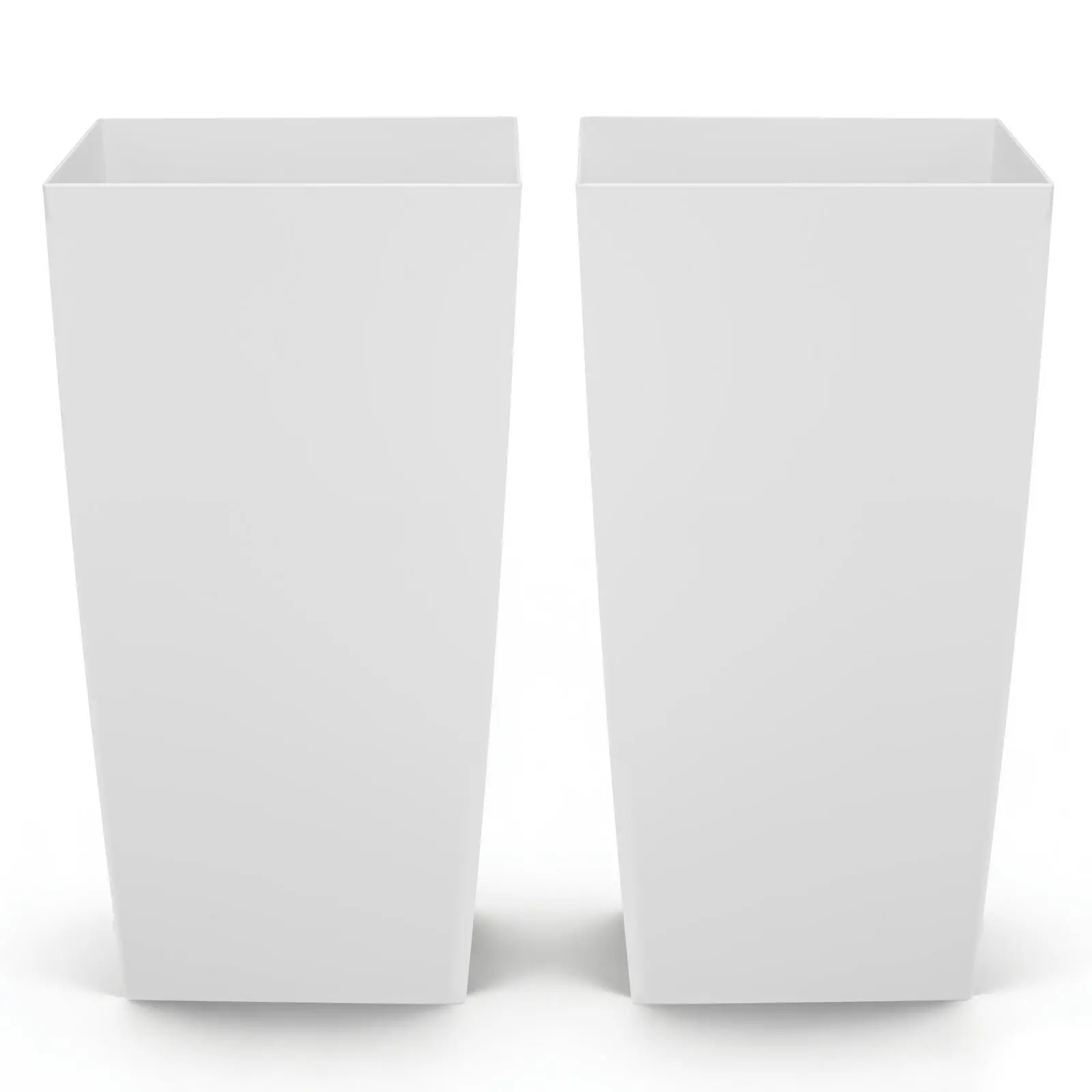【SummerFinds】VEVOR Tall Planters Set of 2, 30 Inch Large Outdoor Taper Planters for Outdoor Indoor Plants, Front Porch Plastic Modern Flower Pots with Casters, Inner Pot & Drainage Holes for Patio, Garden, White