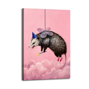 Possum Print Bathroom ArtVintage Wall Art Aesthetic Poster Retro Minimalist Line Drawing Print Creates A Calm and Serene Atmosphere for Your Bedroom Or Office humorous artwork quirky wall decor