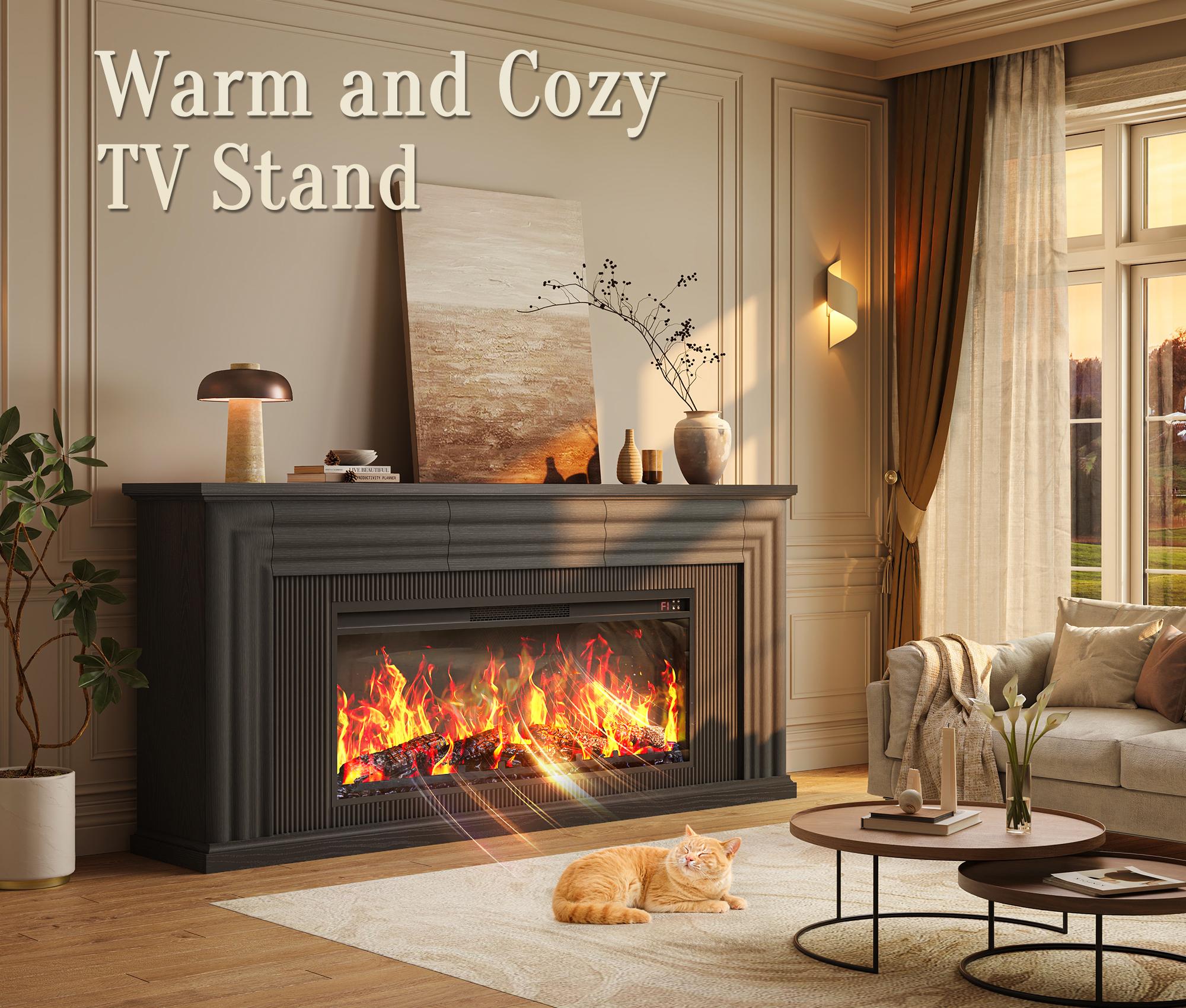 【2 Packages Shipping】PRAISUN 70'' Fireplace TV Stand with 42'' Electric Fireplace, Farmhouse TV Stand for 65 75 Inch TV, Entertainment Center TV Console with 3 Drawers, Fluted Design, for Living Room 【2 Packages Shipping】PRAISUN 70'' Fireplace TV Stand with 42'' Electric Fireplace, Farmhouse TV Stand for 65 75 Inch TV, Entertainment Center TV Console with 3 Drawers, Fluted Design, for Living Room