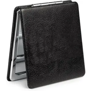 Compact Mirror, 1x/2x Magnifying Foldable Cosmetic Mirror, Portable Travel Mirror for Pocket and Purses, Black