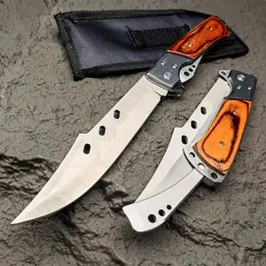 Compact Tri-Fold Knife with Sheath: Portable Stainless Steel Tactical Folding Knife. A Men's Essential Tool for Outdoor Camping, Wilderness Exploration, and Survival.