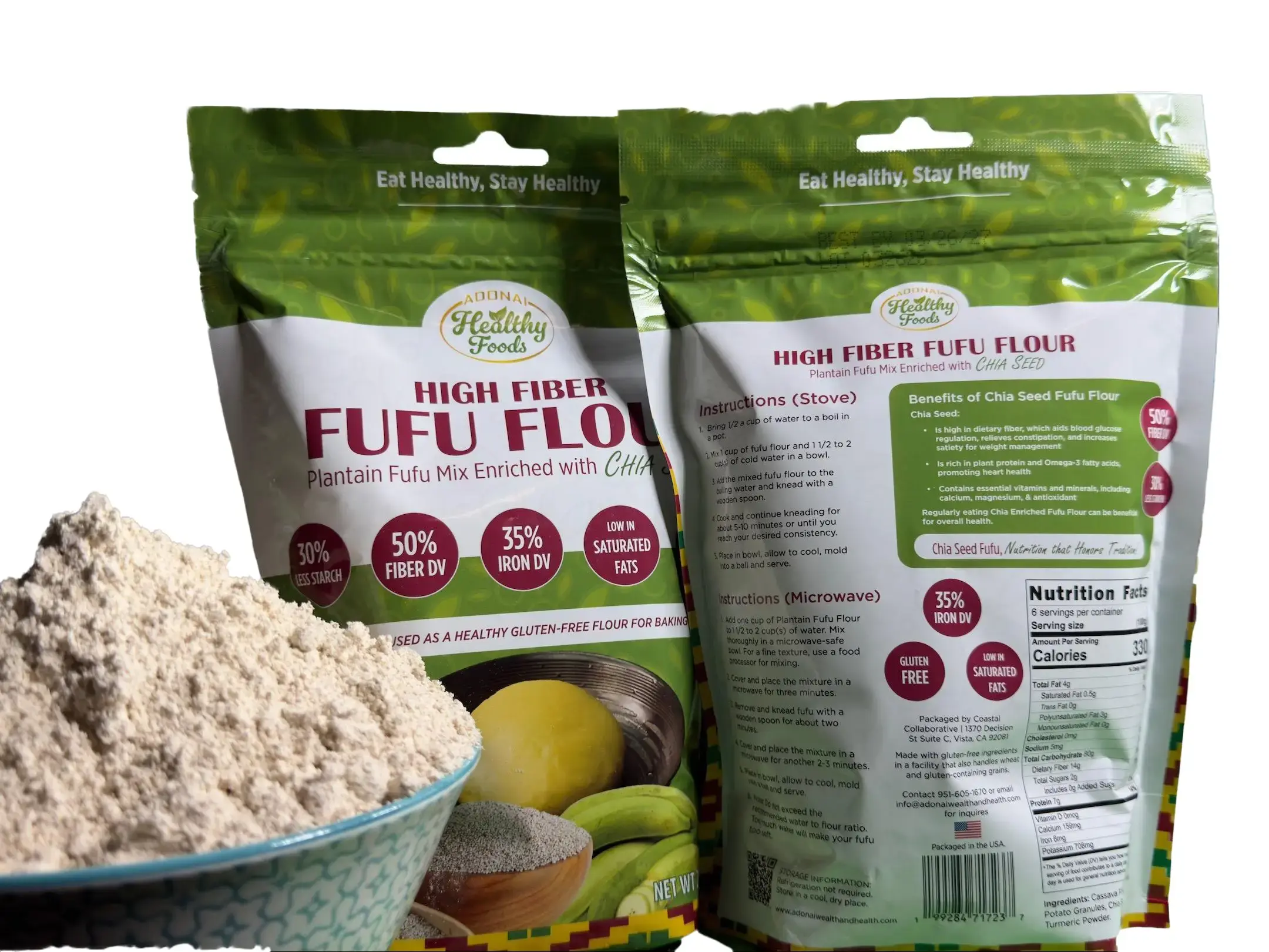 7-Pack Bundle —High Fiber Fufu Flour Enriched With Chia Seeds