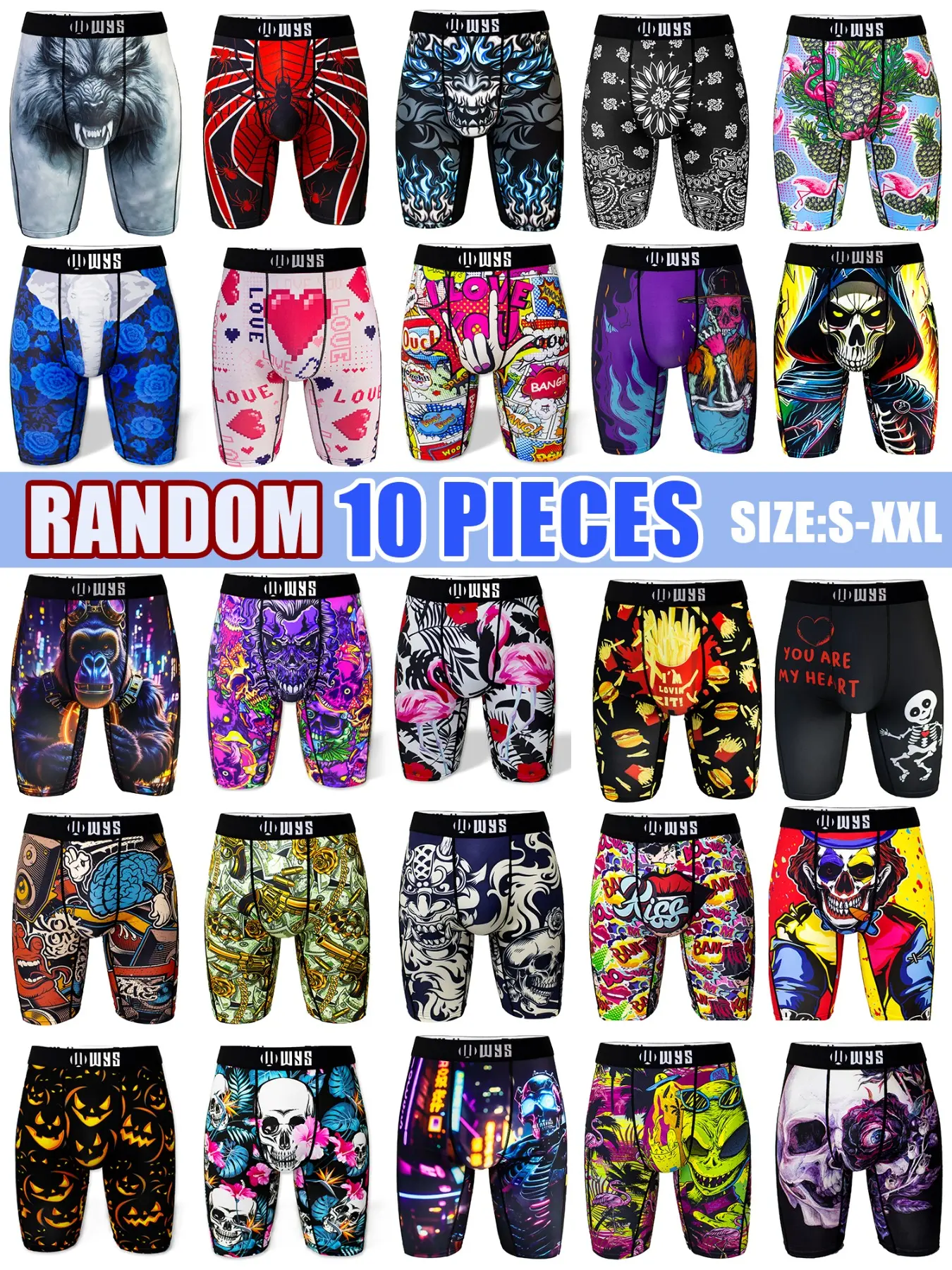 Men's Long Briefs, Moisture-Wicking Quick-Dry Fitted Sports Underwear, Breathable Elastic Comfort Casual Shorts, Halloween Print Design, Novelty Print Briefs, Casual Style Underwear