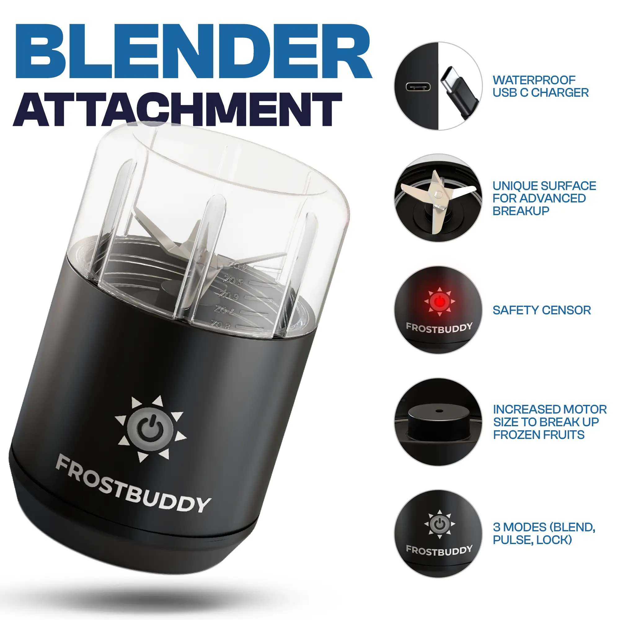 Blender Buddy | Blender Attachment For Universal XL | Protein shakes, Smoothies, Cocktails, Milkshakes | USB-C