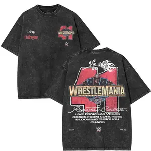 VINTAGE TEE | Wrestlemania 41 American Wash Shirt, WWE Shirt, Graphic Tee , Unisex T-Shirt, men gifts Menswear Underwear men Top Prints Cotton Fabric