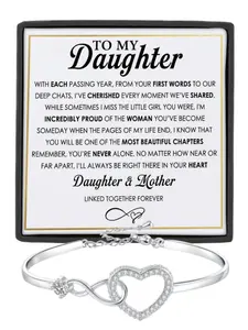 To My Daughter Infinity Heart CZ Bangle Bracelet Daughter Birthday Gift, Graduation Gift, Christmas Gift