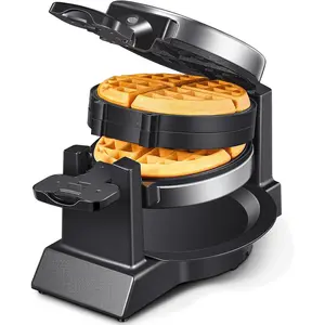 Classic waffle iron double belgian waffle maker 180flip 1400w waffle iron 8 slices rotating nonstick plates with removable drip tray cool touch handles stainless steel 8 slices