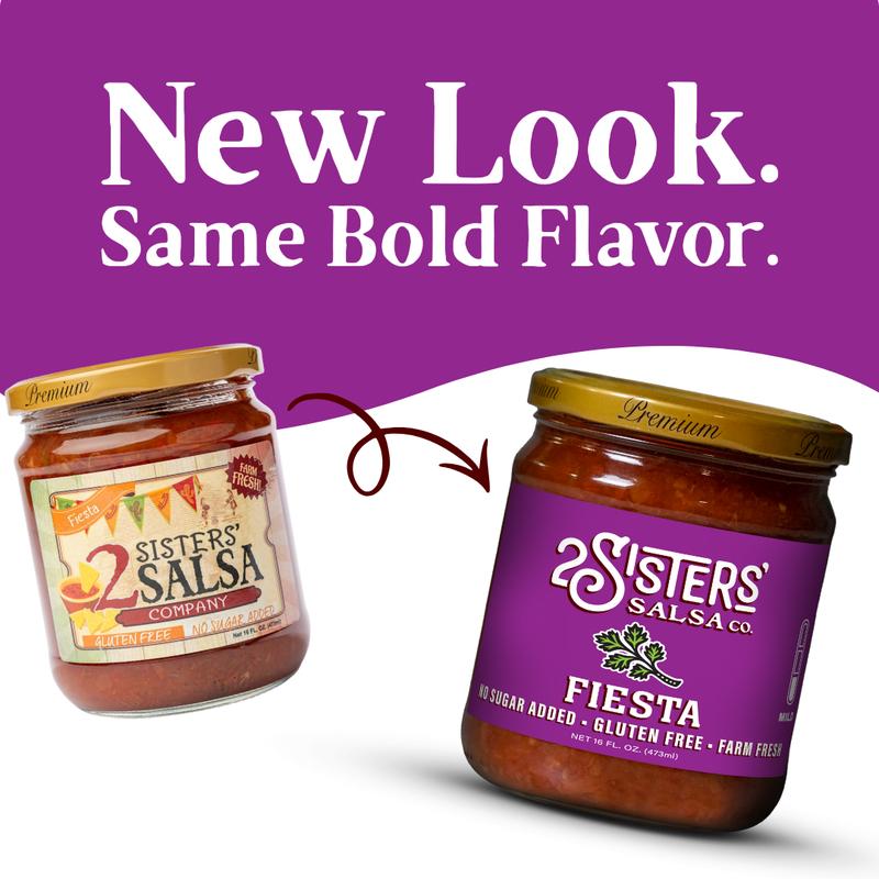 2 Sisters' Salsa Company Premium Fiesta Salsa - Gluten-Free, No Sugar Added, Antioxidant-Rich, Low-Carb Flavor Booster for Everyday Dishes