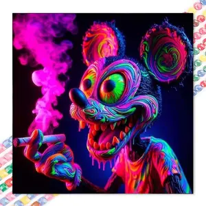 1 set of DIY diamond painting kit, 5D diamond art set, DIY decoration mouse head, rainbow, diamond pattern design, smoking diamond painting set with full round diamonds, mosaic, diamond art, DIY art home decoration, Handicraft, suitable for Christmas ...