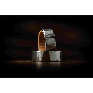 Oak X Silver Hammered Tungsten Ring