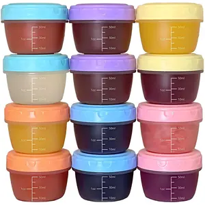 12-Piece 2.7oz Lidded Plastic Containers, Leak-Proof Reusable Small Storage Containers, BPA-Free Salad Dressing Containers, Lightweight and Portable Packaging, Suitable for Meal Preparation, Salad Dressing, Dipping Sauces, Small Portion Containers