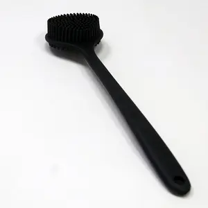 Long Handle Double Sided Silicone Shower Back Scrubber Soft Exfoliating Body Massage Brush Portable Bath Cleaning Tool For Men Women Daily Use-MM1