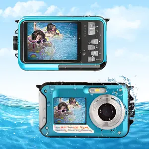 4K 64MP Underwater Camera with Dual Screens & Autofocus – IP68 Waterproof to 16ft,Compact Vlog Camera with SD Card Included,Floatable for Snorkeling,Beach & Travel