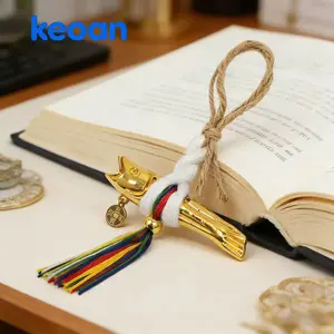 A golden salmon symbolizing good luck and wealth, paired with a five-colored knotted cord and tassel | Symbolizing career advancement step by step, comes with a cord for easy hanging, can be used as a bag charm, keychain, or car ornament