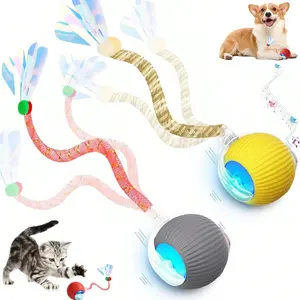 Interactive Cat Toy Ball, USB Rechargeable Automatic Rotating Rolling Ball, Colorful Random Design, Suitable for All Cats, Fun Pet Gift
